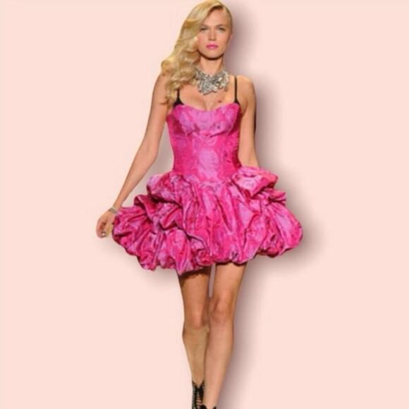 VTG Betsey Johnson Y2K 80s Bubble Hem Floral Dress Prom Event Party Feminine 8 - Picture 4 of 13